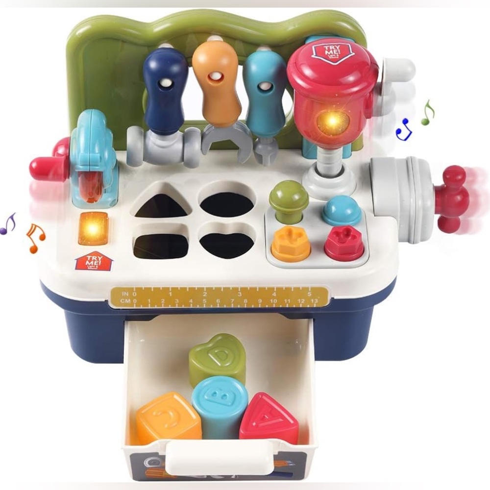 Multifunction workbench, musical learning, tool workbench, toddler toys